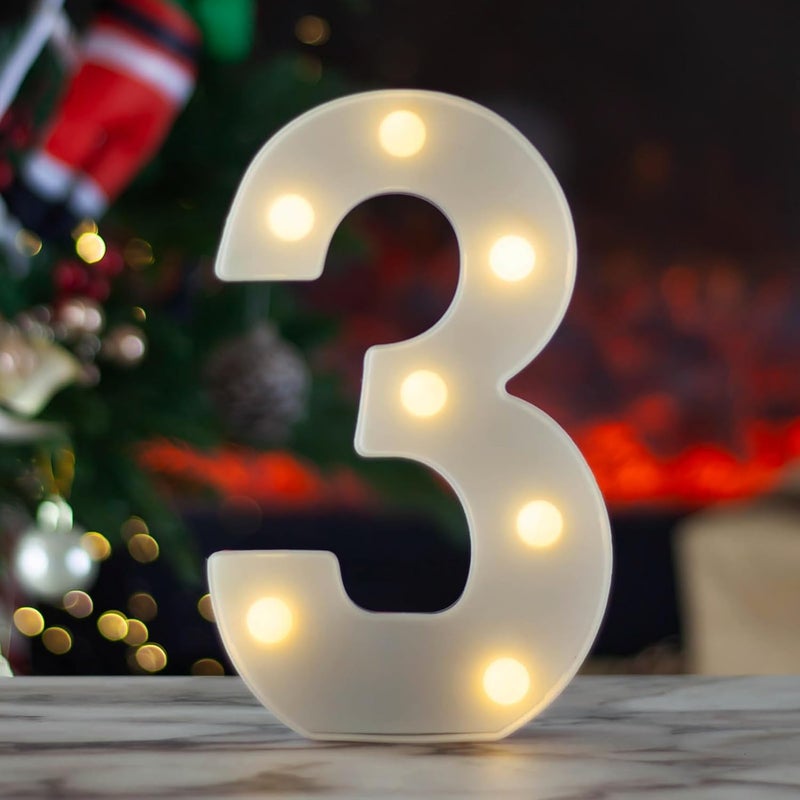 SKYPHAROS LED Marquee Numbers, 0-9 Light Up Letters, Battery Powered LED Letter Lights for Birthday Party, Christmas Night, Home, Bar, Graduation, Wedding Decoration(3) - Image 1